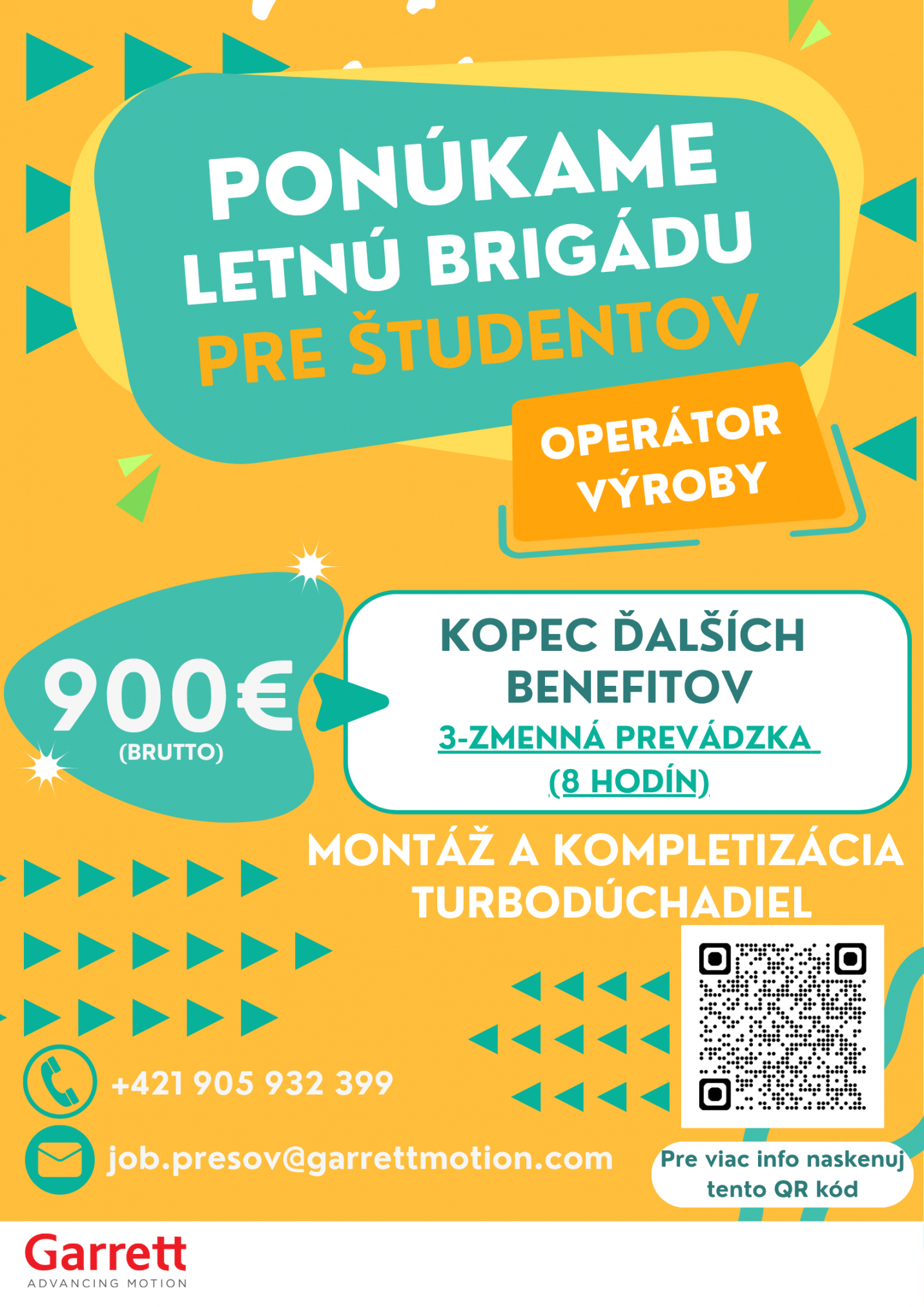Fotka - Pracovná ponuka na letnú brigádu pre študentov - Garrett