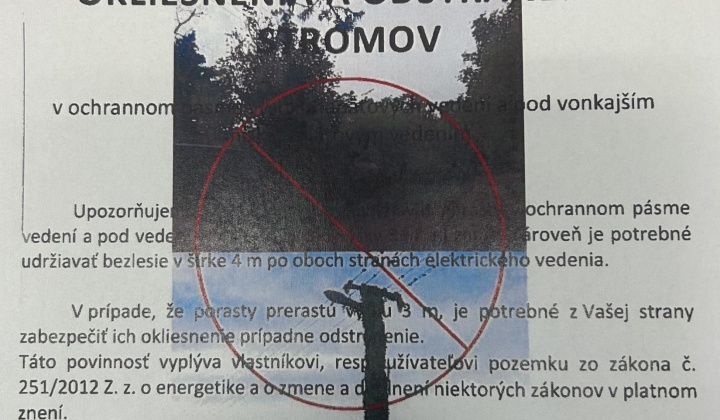 Fotka - Výzva VSD na okliesnenie a odstránenie stromov