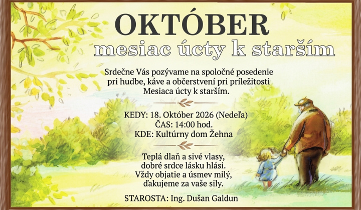 Fotka - Pozvánka pre seniorov - Úcta k starším 18.10.2026